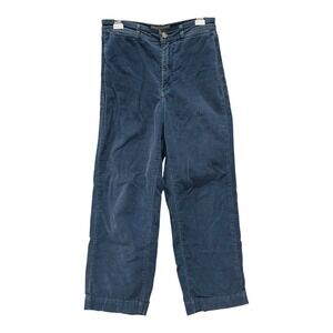Everlane Womens 4 High Rise Wide Leg Corduroy Pants Blue Cotton Boho Cropped